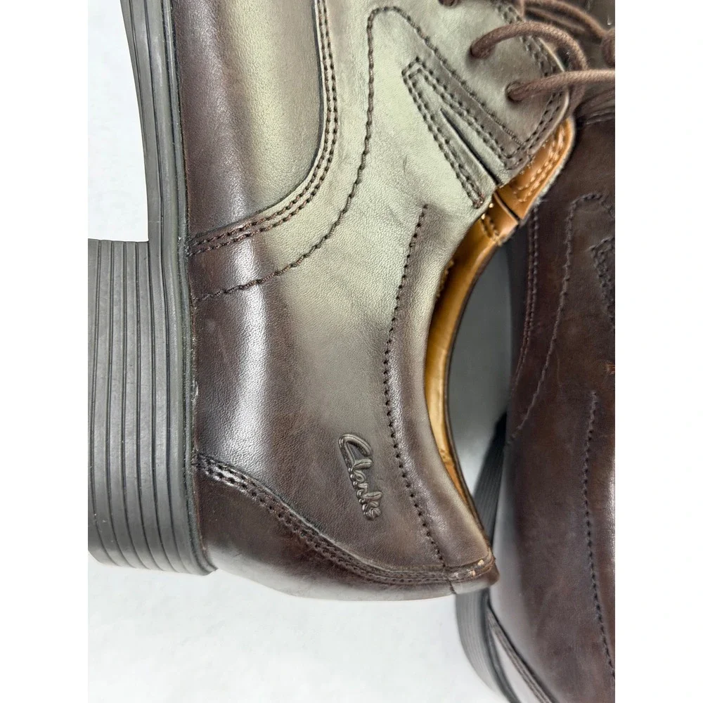 Clarks Collection Mens Leather Derby Brown Bicycle Toe Lace Up Dress Shoes 7M